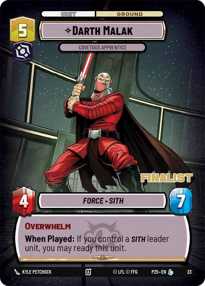 Darth Malak - Covetous Apprentice (Finalist) (23) (23) [Organized Play Promos] (ONLINE ORDER ONLY)