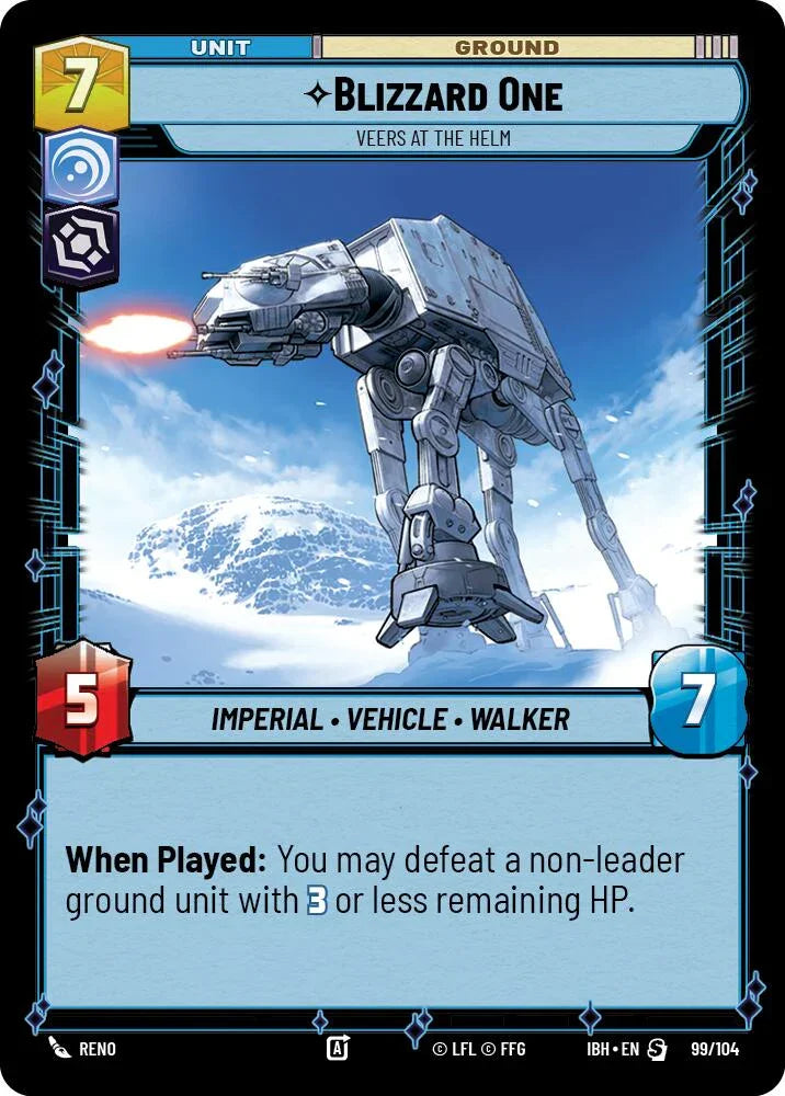 Blizzard One (99/104) - Veers at the Helm (99/104) [Intro Battle: Hoth] (ONLINE ORDER ONLY)