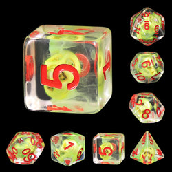 Sulfur Skull Dice Green/Red Halloween Resin 7-Dice (Online Only)