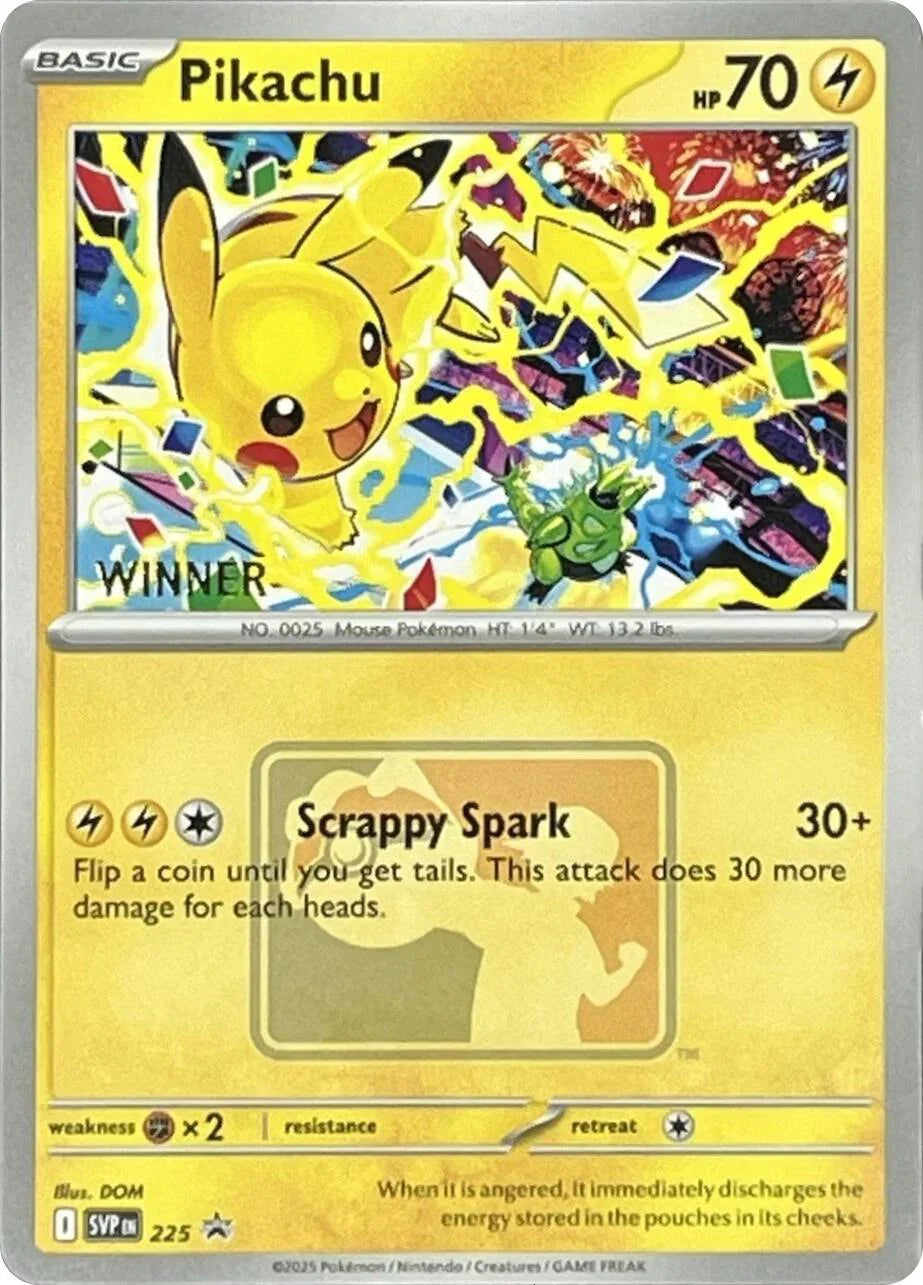 Pikachu (225) (World Championship 2025) [Winner] [Scarlet & Violet: Black Star Promos] (ONLINE ORDER ONLY)