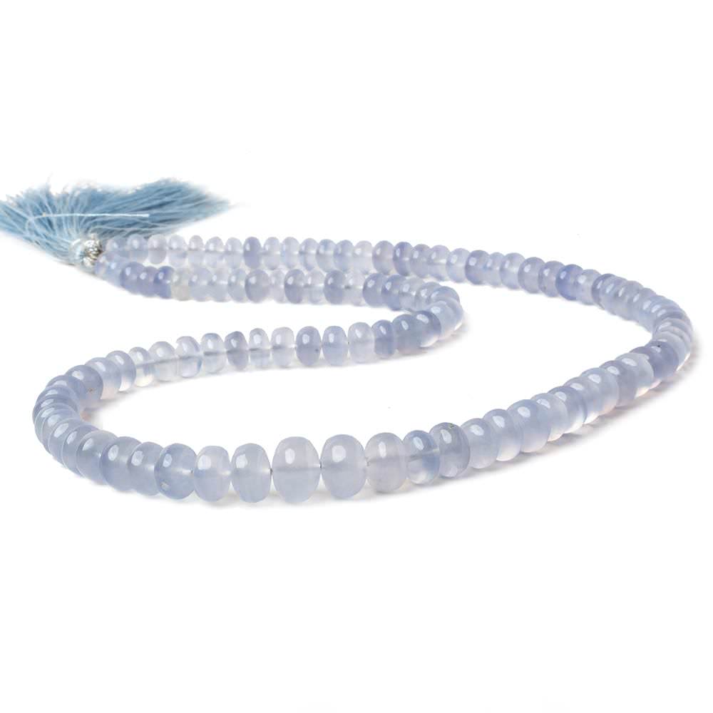 6.5-10mm Turkish Blue Chalcedony plain rondelle beads 16 inch 75 pieces AA (ONLINE ORDER ONLY)