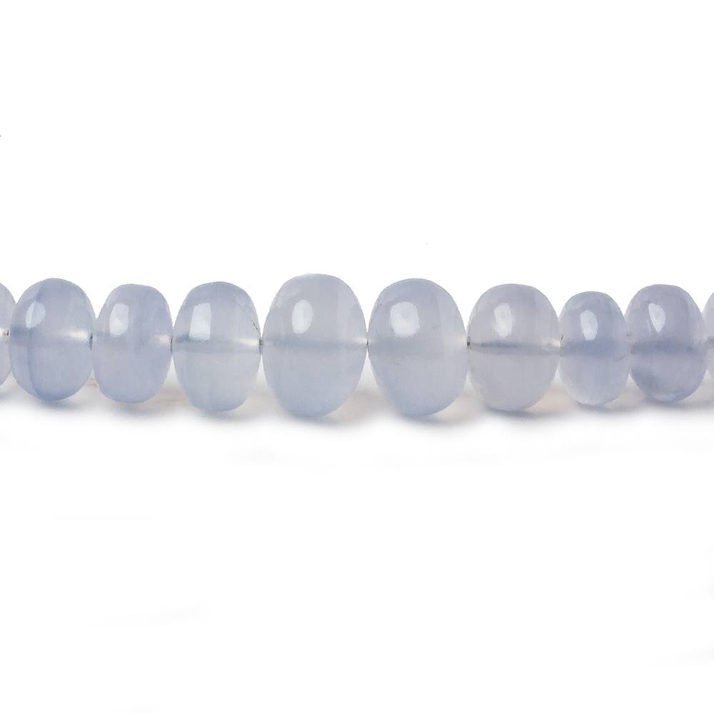 6.5-10mm Turkish Blue Chalcedony plain rondelle beads 16 inch 75 pieces AA (ONLINE ORDER ONLY)