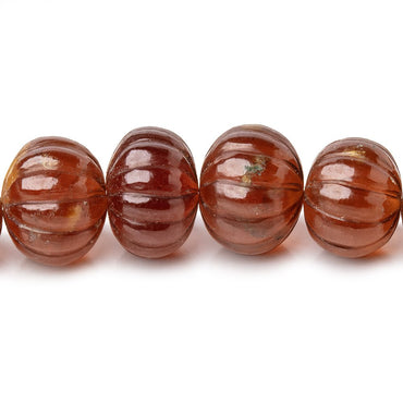 6.5-12.5mm Hessonite Garnet hand carved Melon rondelles 16 inch 60 beads (ONLINE ORDER ONLY)