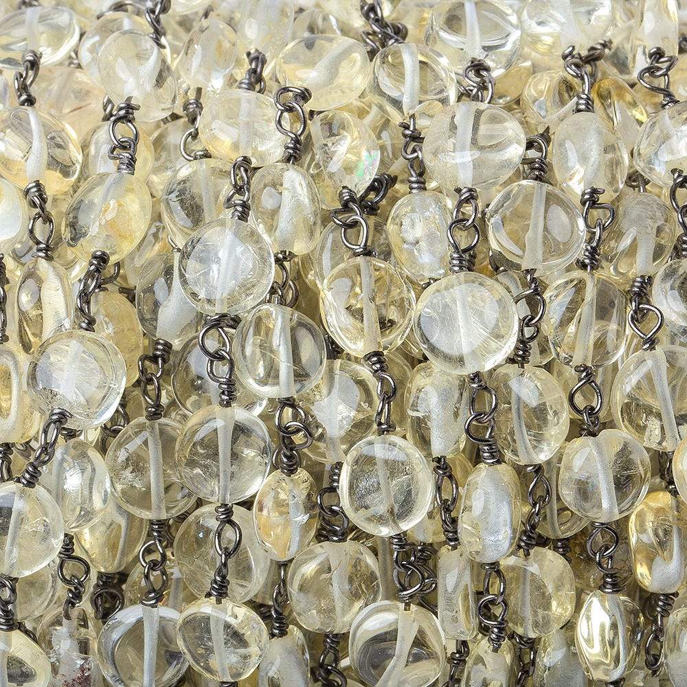 6.5-7.5mm Citrine plain coin Black Gold Chain by the foot (ONLINE ORDER ONLY)