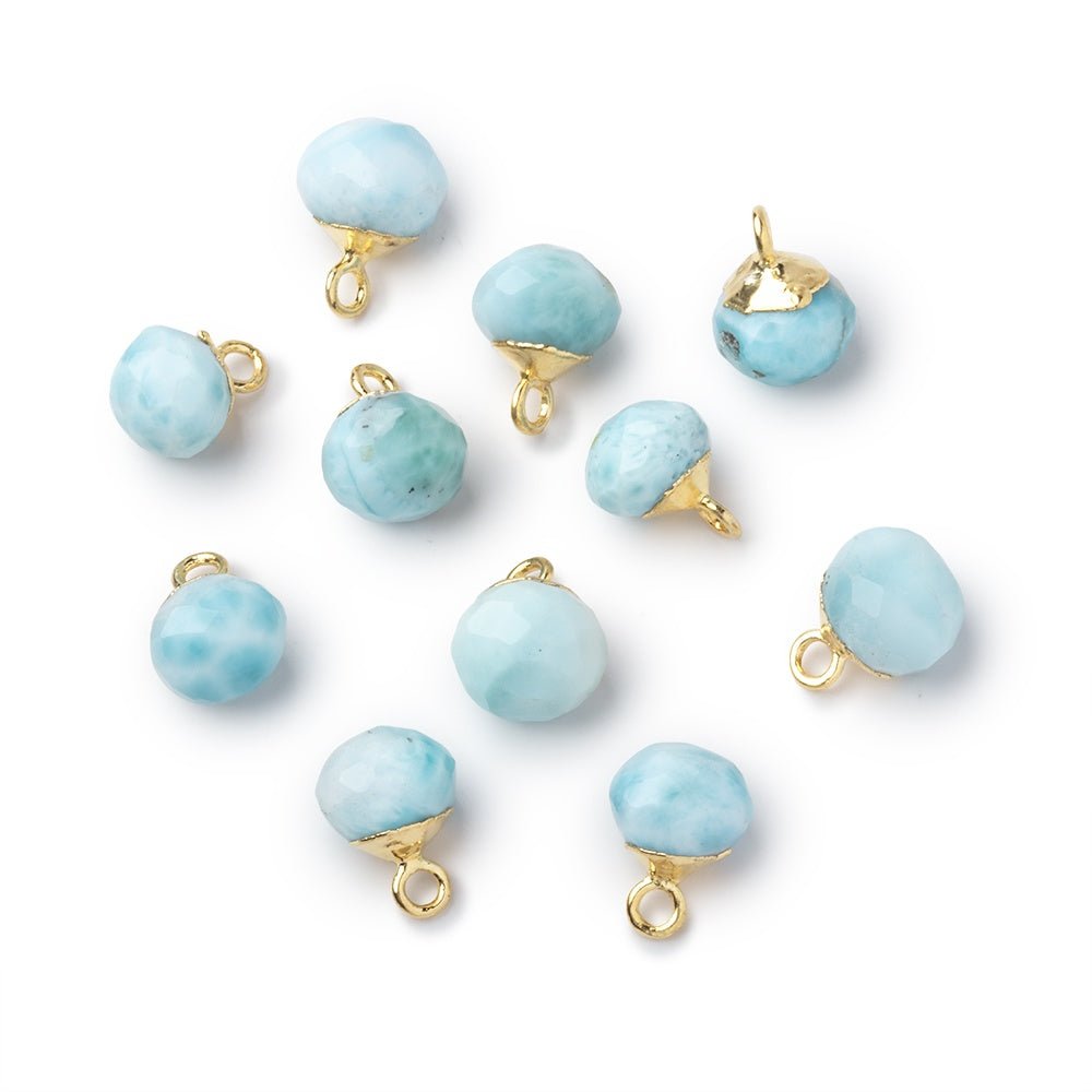 6.5-7.5mm Gold Leafed Larimar Faceted Candy Kiss Focal 1 piece (ONLINE ORDER ONLY)