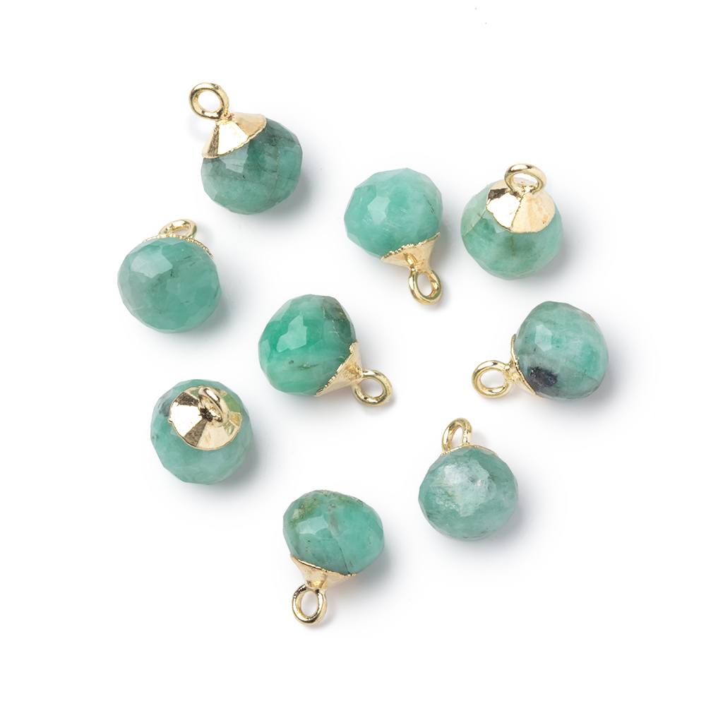 6.5-7.5mm Gold Leafed Pale Emerald Faceted Candy Kiss Focal 1 piece (ONLINE ORDER ONLY)