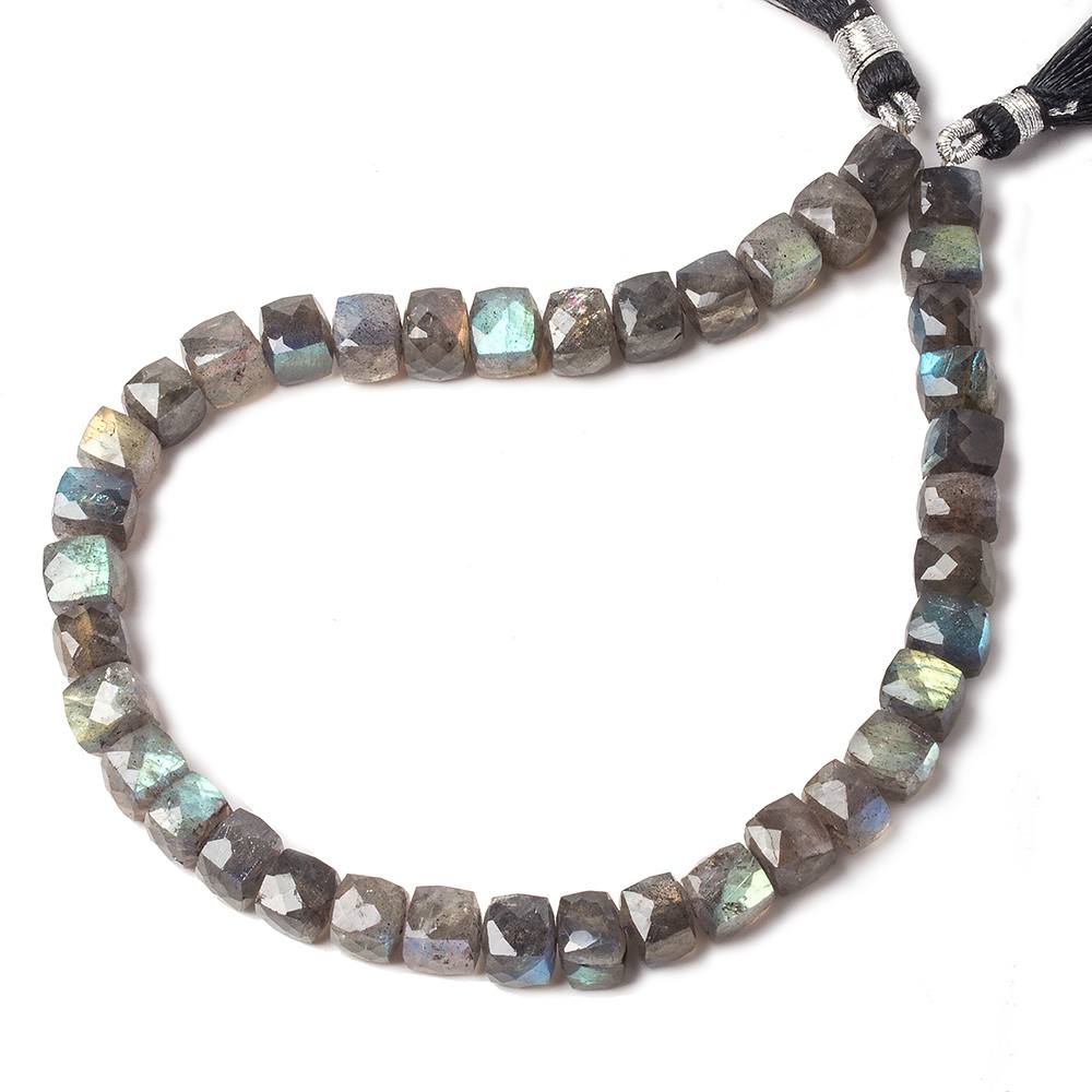 6.5-7.5mm Labradorite Faceted Cube Beads 10 inch 40 pieces (ONLINE ORDER ONLY)
