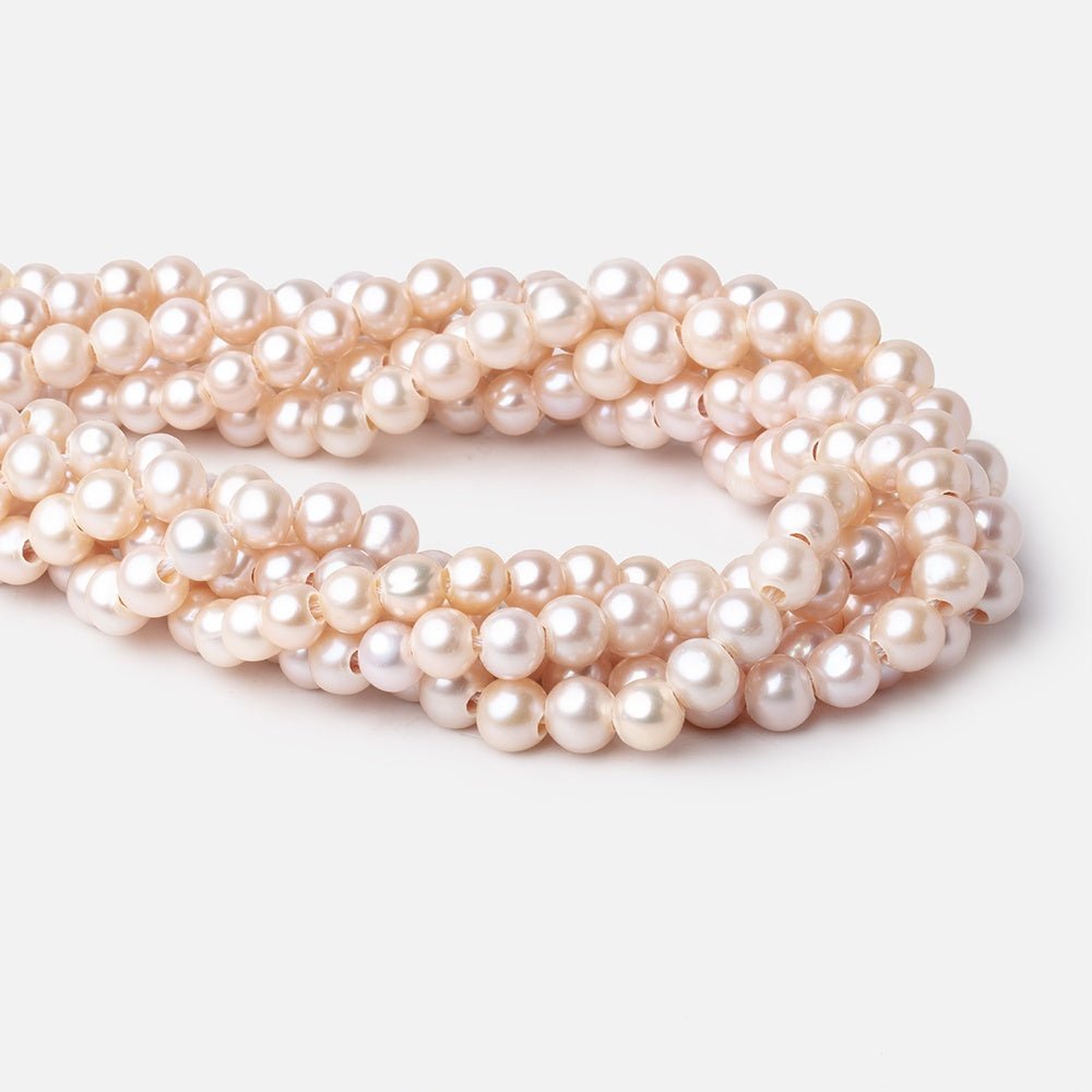 6.5-7.5mm Pale Peach Off Round 2.5mm Large Hole Freshwater Pearls 15.5 inch 62 Beads (ONLINE ORDER ONLY)