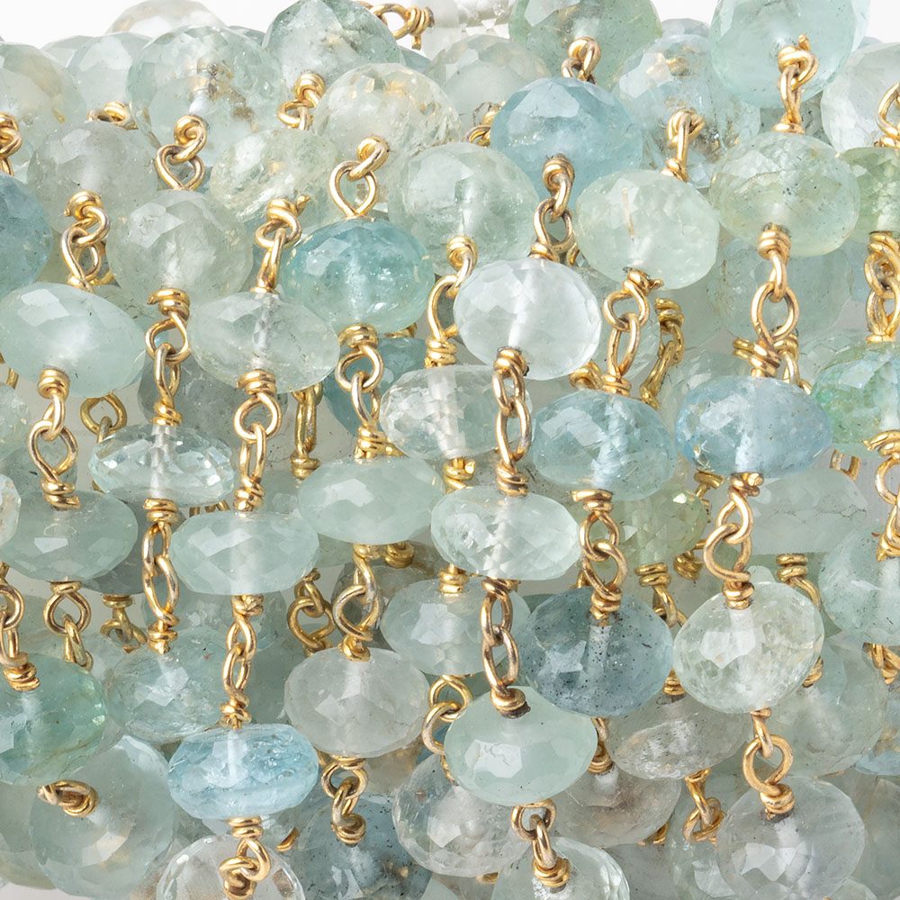 6.5-7mm Aquamarine Faceted Rondelle Beads on Vermeil Chain (ONLINE ORDER ONLY)