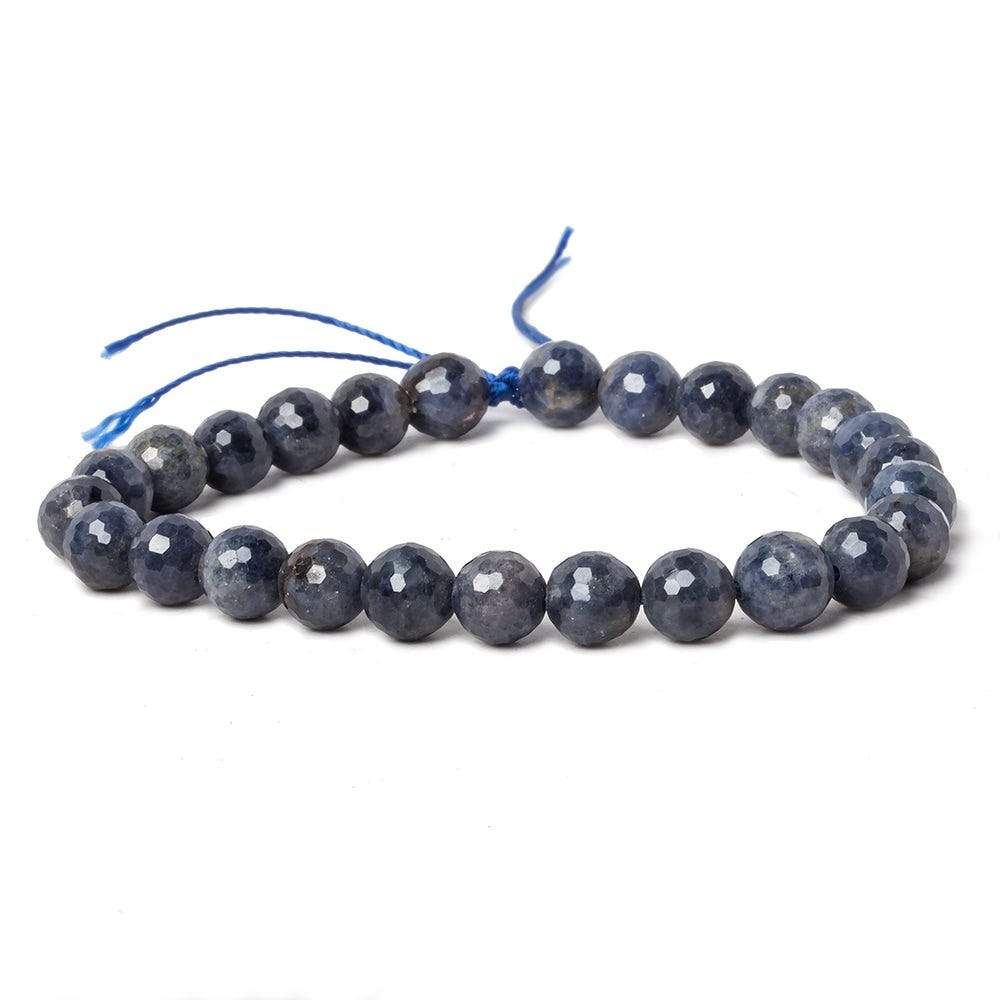 7.5mm Blue Sapphire Large Hole Faceted Round Beads 7 inch 24 pieces (ONLINE ORDER ONLY)