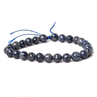 7.5mm Blue Sapphire Large Hole Faceted Round Beads 7 inch 24 pieces (ONLINE ORDER ONLY)