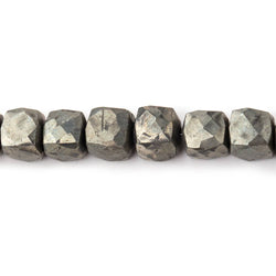 7-7.5mm Golden Pyrite faceted cubes 9 inch 33 beads (ONLINE ORDER ONLY)