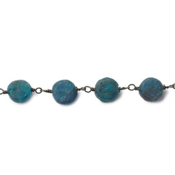 6.5-7mm Matte Apatite plain coin Black Gold plated Chain by the foot 25 beads (ONLINE ORDER ONLY)