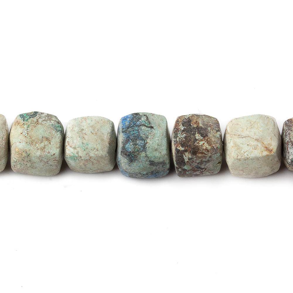 6.5-7mm Matte Chrysocolla plain cube beads 7.5 inch 27 pieces (ONLINE ORDER ONLY)