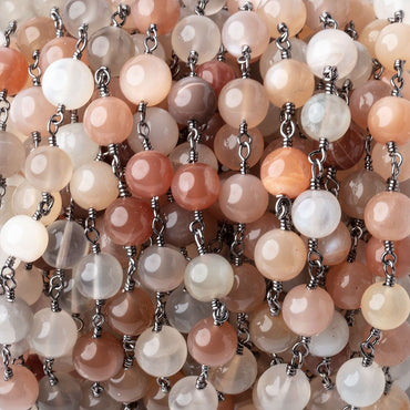 6.5-7mm Multi Color Moonstone Plain Rounds on Black Gold Plated Chain (ONLINE ORDER ONLY)