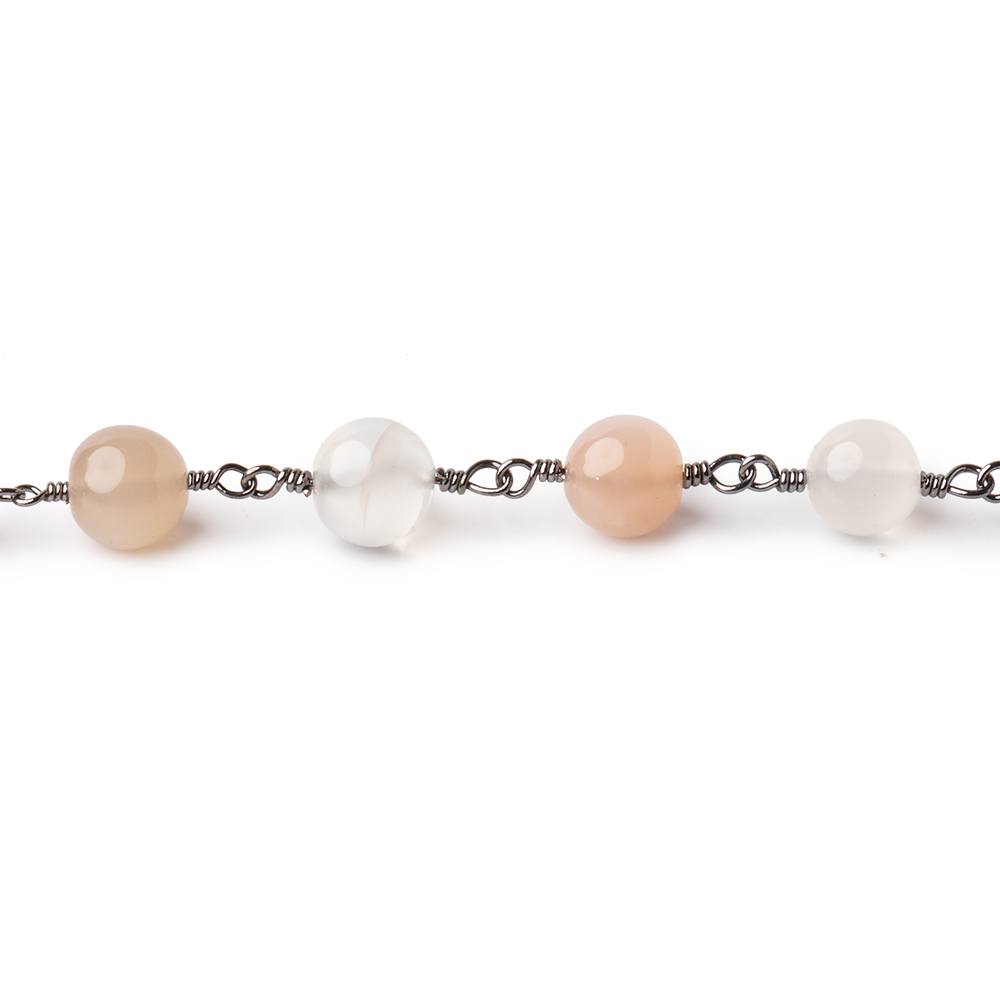 6.5-7mm Multi Color Moonstone Plain Rounds on Black Gold Plated Chain (ONLINE ORDER ONLY)