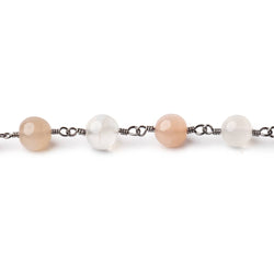 6.5-7mm Multi Color Moonstone Plain Rounds on Black Gold Plated Chain (ONLINE ORDER ONLY)