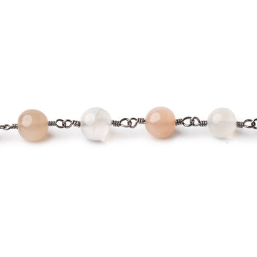 6.5-7mm Multi Color Moonstone Plain Rounds on Black Gold Plated Chain (ONLINE ORDER ONLY)