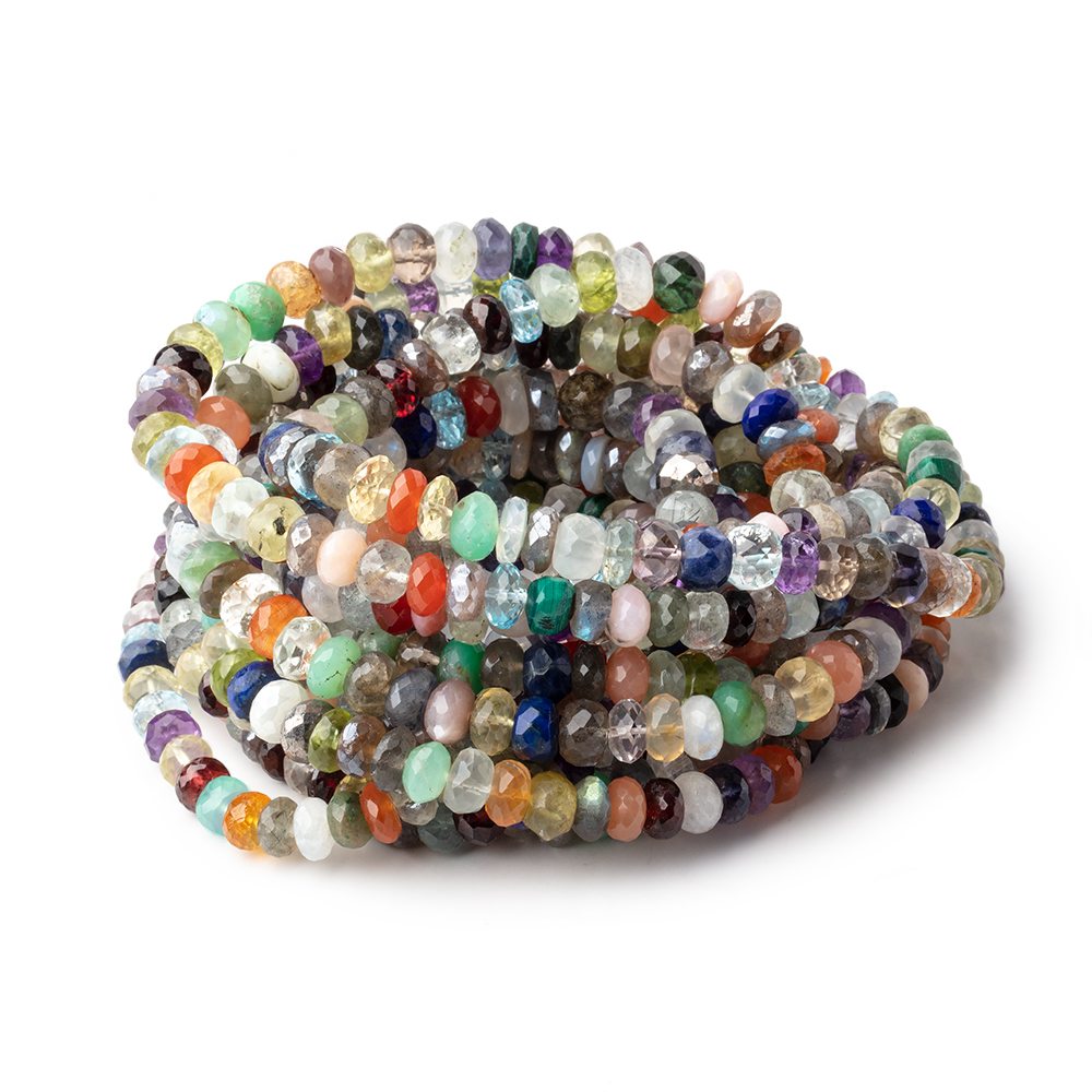 6.5-7mm Multi Gem Faceted Rondelle Beads 16 inch 100 pieces (ONLINE ORDER ONLY)