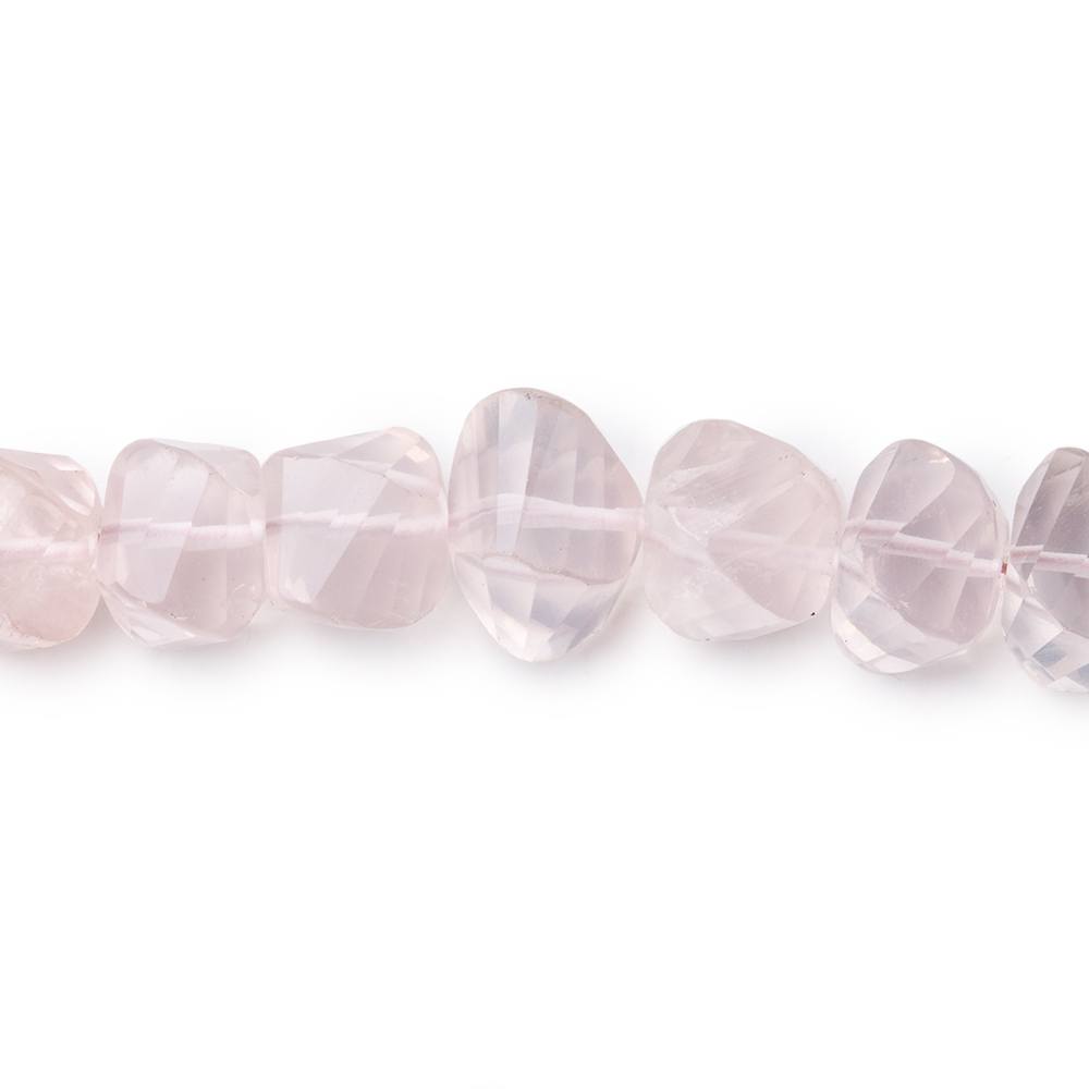 6.5-7mm Rose Quartz Faceted Twist Beads 8.5 inch 36 pieces (ONLINE ORDER ONLY)
