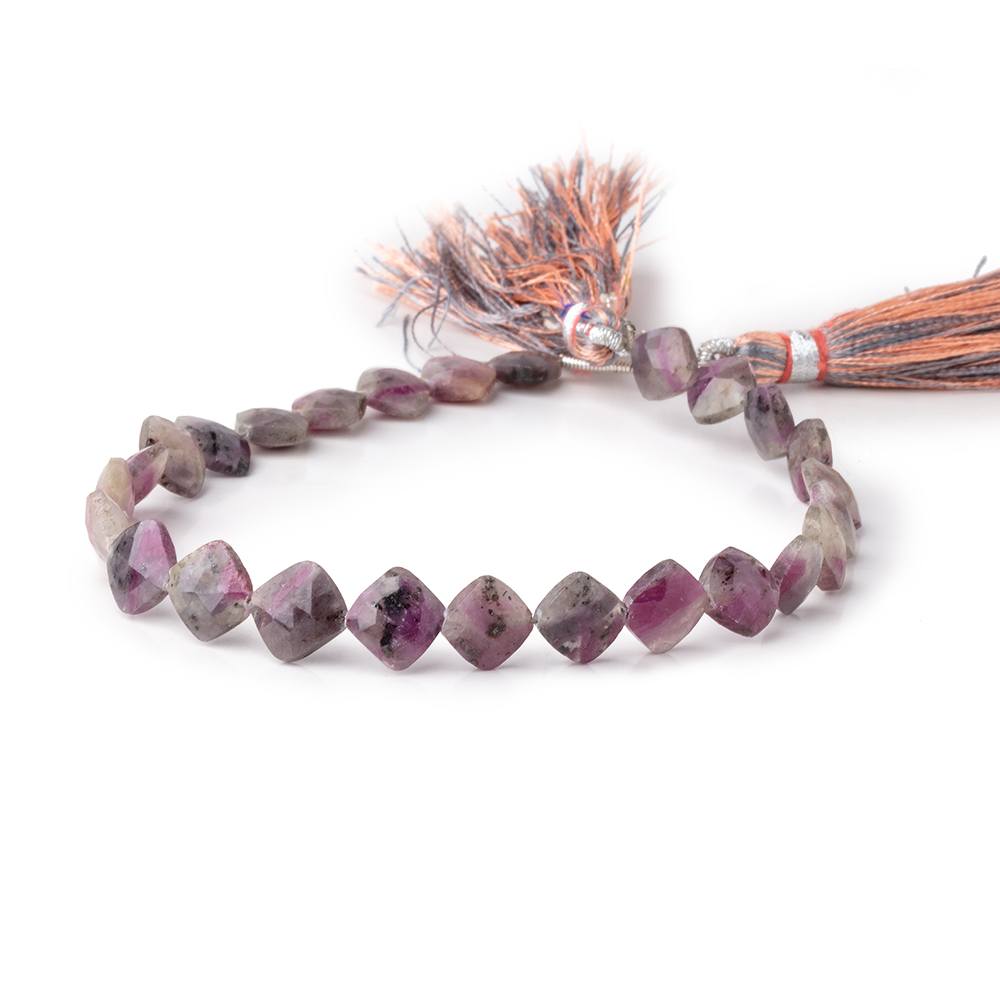 6.5-7mm Ruby in Marble Matrix Faceted Pillow Beads 8 inch 26 pieces (ONLINE ORDER ONLY)