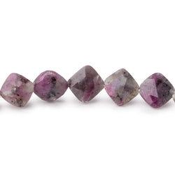 6.5-7mm Ruby in Marble Matrix Faceted Pillow Beads 8 inch 26 pieces (ONLINE ORDER ONLY)