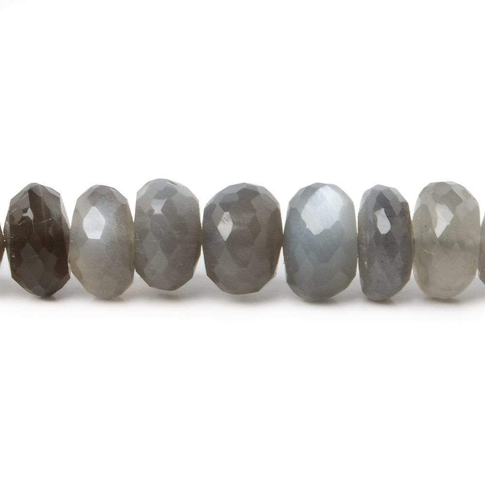 6.5-7mm Shaded Platinum Grey Moonstone faceted rondelles 15 inch 87 Beads AA (ONLINE ORDER ONLY)