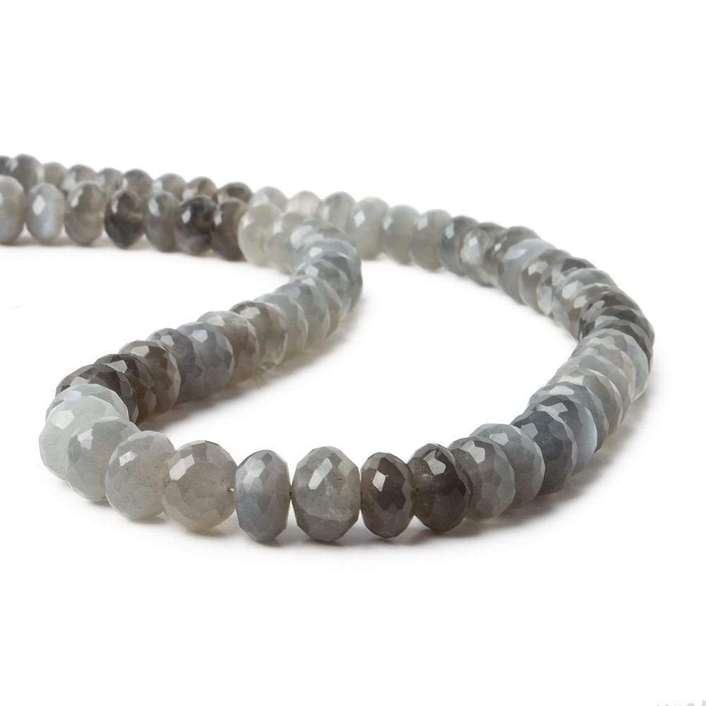6.5-7mm Shaded Platinum Grey Moonstone faceted rondelles 15 inch 87 Beads AA (ONLINE ORDER ONLY)