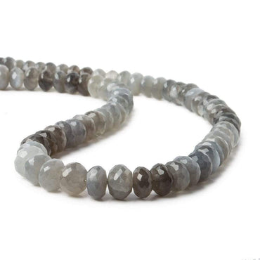 6.5-7mm Shaded Platinum Grey Moonstone faceted rondelles 15 inch 87 Beads AA (ONLINE ORDER ONLY)