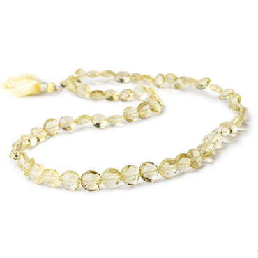 6.5-8mm Lemon Quartz Faceted Coin Beads 16 inch 56 pieces (ONLINE ORDER ONLY)