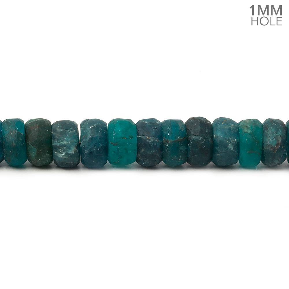 6.5-8mm Matte Neon Apatite plain rondelle beads 1mm drill hole 8 inch 50 pcs (ONLINE ORDER ONLY)