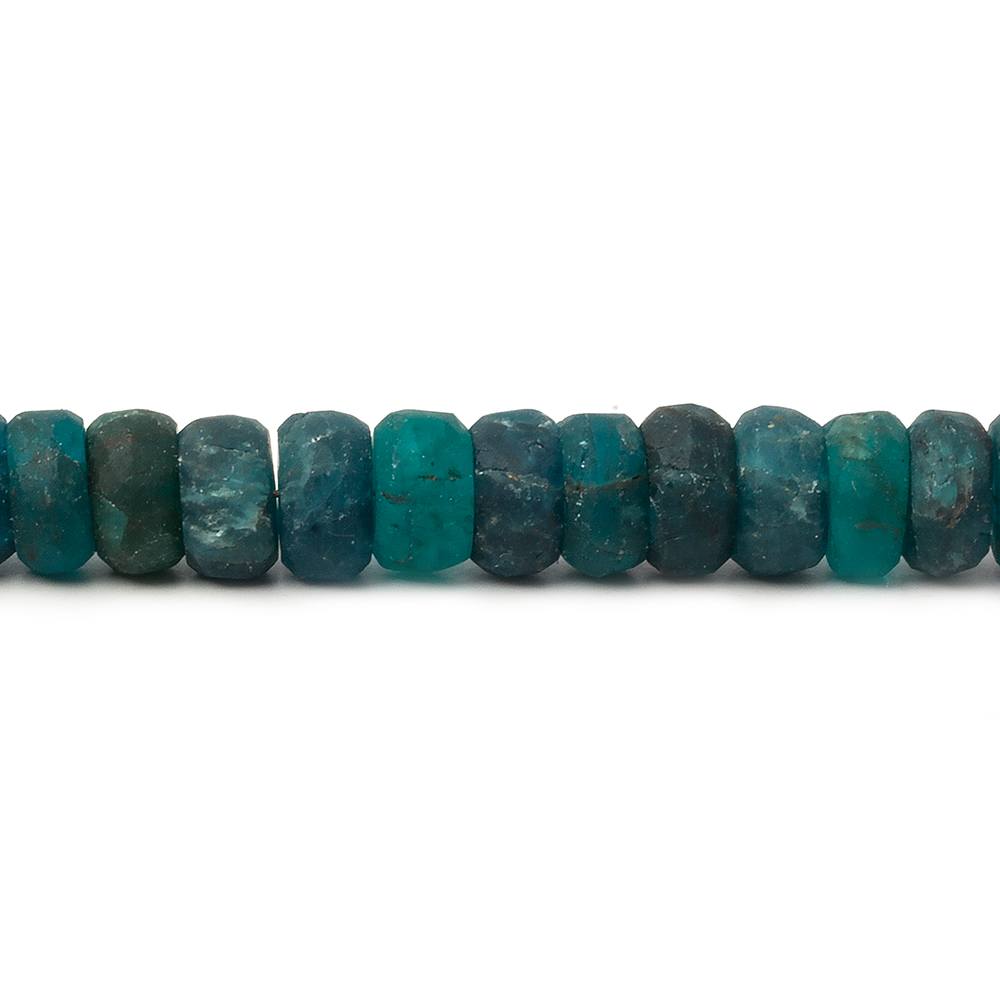 6.5-8mm Matte Neon Apatite plain rondelle beads 1mm drill hole 8 inch 50 pcs (ONLINE ORDER ONLY)