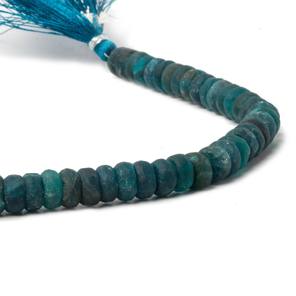 6.5-8mm Matte Neon Apatite plain rondelle beads 1mm drill hole 8 inch 50 pcs (ONLINE ORDER ONLY)