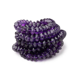 6.5-9.5mm Amethyst German Faceted Rondelles 16 inch 85 Beads (ONLINE ORDER ONLY)