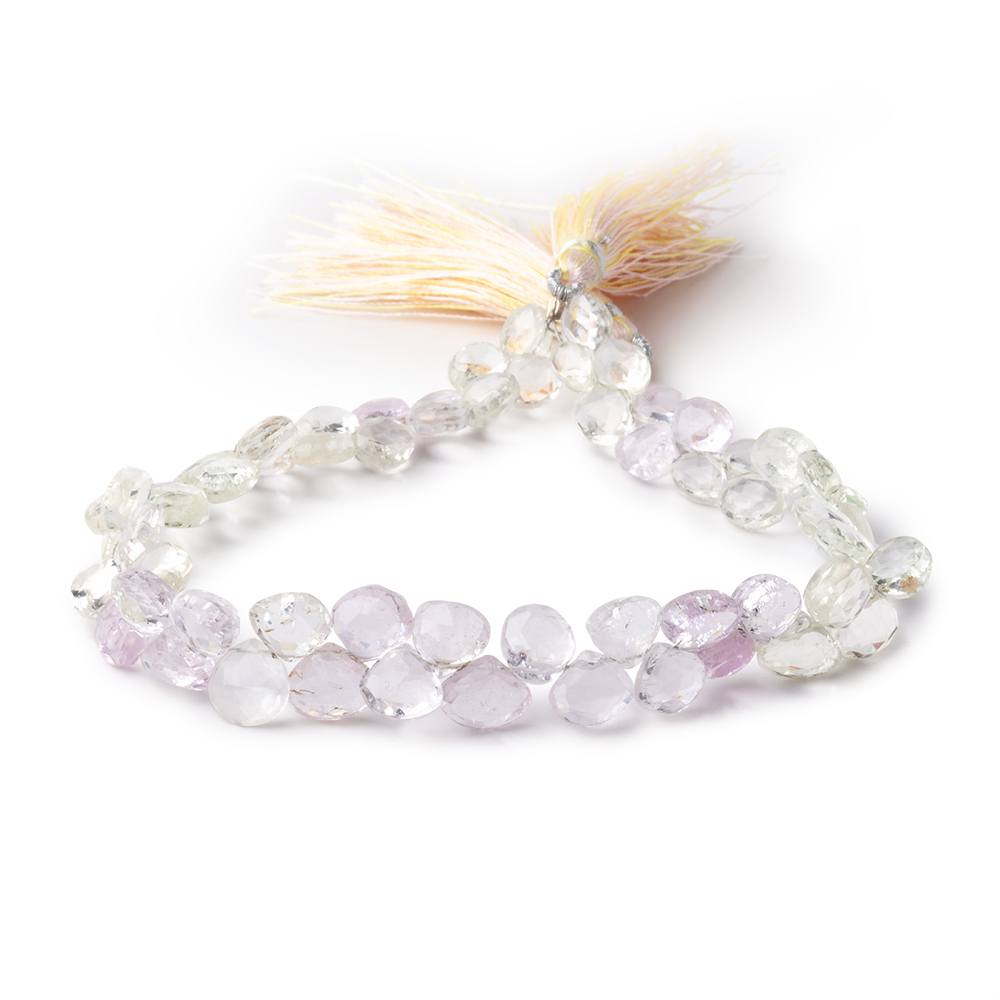 6.5-9mm Kunzite and Hiddenite Faceted Heart Beads 9.5 inch 60 pieces (ONLINE ORDER ONLY)
