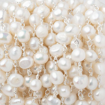6.5-9mm Off White Baroque Pearls on Silver Plated Chain (ONLINE ORDER ONLY)