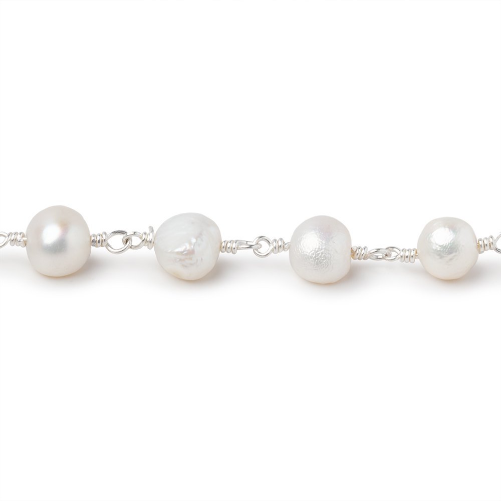 6.5-9mm Off White Baroque Pearls on Silver Plated Chain (ONLINE ORDER ONLY)