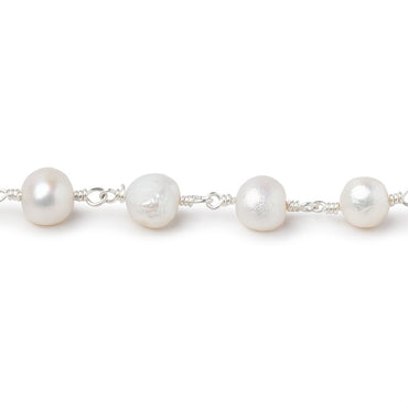 6.5-9mm Off White Baroque Pearls on Silver Plated Chain (ONLINE ORDER ONLY)