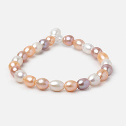 6.5-9mm Tri-Color Oval Large Hole Freshwater Pearls 7.5 inch 24 Beads (ONLINE ORDER ONLY)