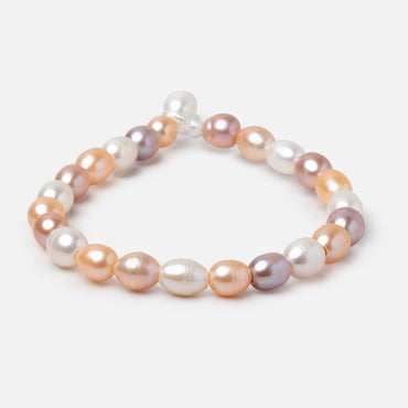 6.5-9mm Tri-Color Oval Large Hole Freshwater Pearls 7.5 inch 24 Beads (ONLINE ORDER ONLY)