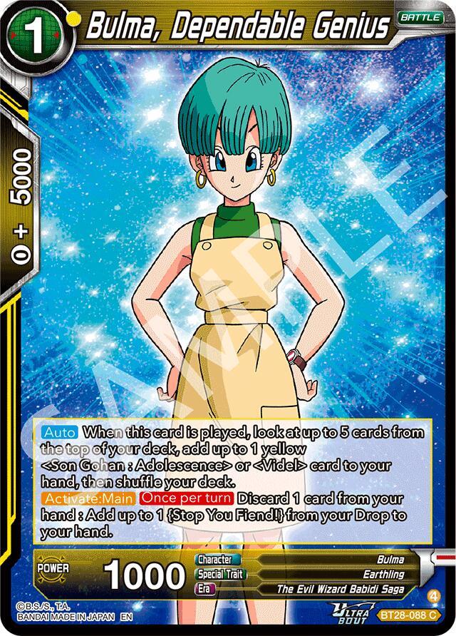 Bulma, Dependable Genius (BT28-088) [Prismatic Clash] (ONLINE ORDER ONLY)