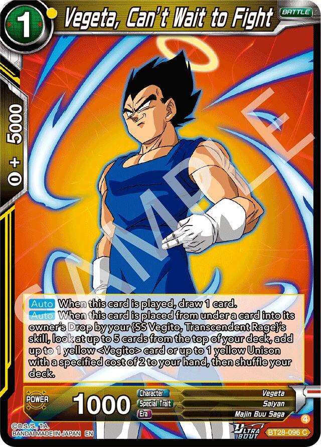 Vegeta, Can't Wait to Fight (BT28-096) [Prismatic Clash] (ONLINE ORDER ONLY)