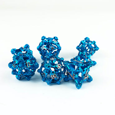 Blue w/Copper Deadly Skull Dice Hollow Metal 7-Dice Set (Online Only)