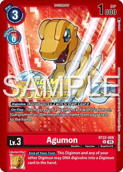 Agumon [BT22-008] (Judge Pack 2025 Wave 2) [Cyber Eden] (ONLINE ORDER ONLY)
