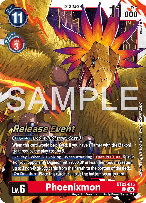 Phoenixmon [BT23-015] [Hackers' Slumber Release Event Cards] (ONLINE ORDER ONLY)