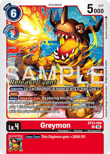 Greymon [BT23-008] [Hackers' Slumber Release Event Cards] (ONLINE ORDER ONLY)