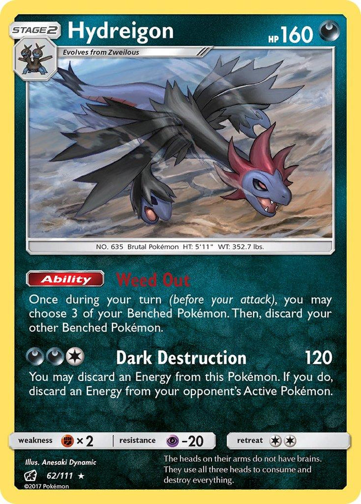 Hydreigon (62/111) (Cracked Ice Holo) (Theme Deck Exclusive) [Sun & Moon: Crimson Invasion] (Online Only)