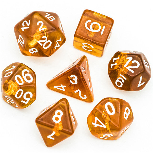 Monk (Fist) Clear Golden Dice w/ Golden Fist 7-Dice Set Rpg (Online Only)