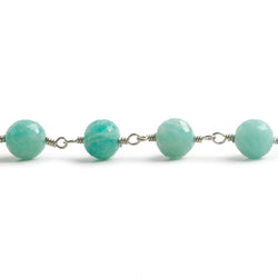 6.5mm Amazonite faceted round .925 Silver Chain by the foot 24 pieces (ONLINE ORDER ONLY)