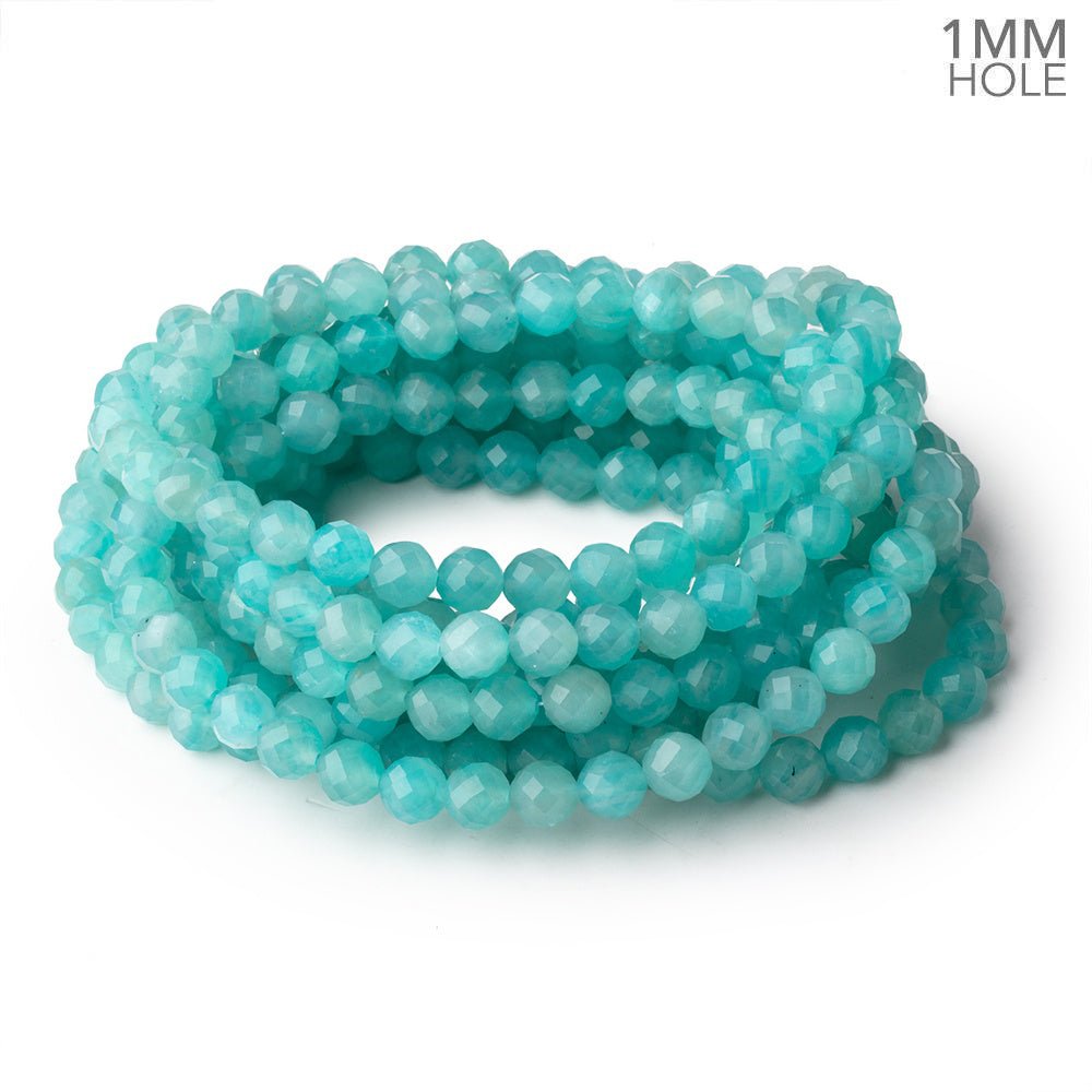 6.5mm Amazonite Faceted Round Beads 16 inch 63 pieces 1mm hole (ONLINE ORDER ONLY)